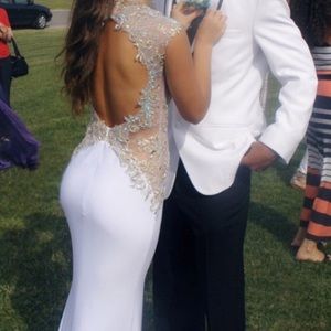 White Embellished Jovani Prom Dress